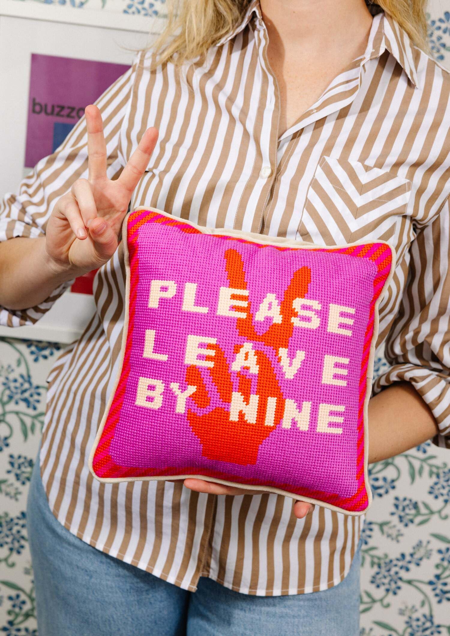 Amazon.com: FURBISH Needlepoint Decorative Throw Pillow - Leave by